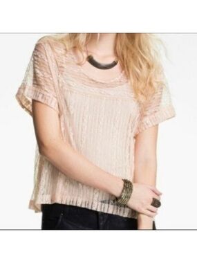 Free People peach lace top